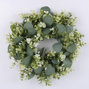 Green eucalyptus artificial wreath for home decor and front door wall hanging