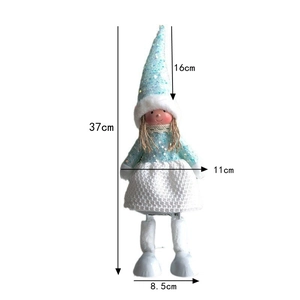Detailed view of blue sequin angel doll with specific dimensions 37cm and 16cm height
