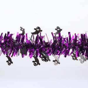 Halloween purple and black ghost tinsel garland for party haunted house decorations