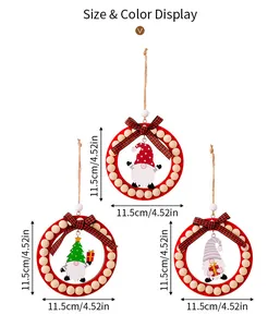 Size guide for round wooden gnome ornaments with red bows, height and width 11.5cm or 4.52in