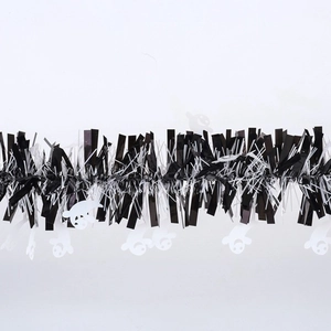 Halloween ghost tinsel garland with black and white sequins for party haunted house decor