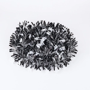 Halloween ghost tinsel garland with black and white metallic fringe for party decoration