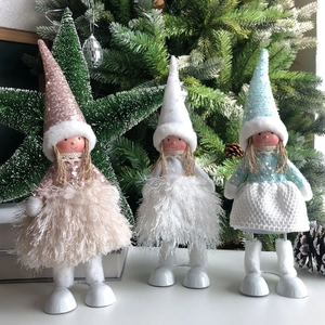 Three sequined angel fairy dolls in pink white and blue for Christmas party decoration