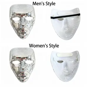 Mirror disco ball style party mask for men and women with reflective glass tiles