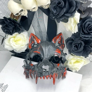 Maschera da demone gotico con schizzi di sangue per Halloween e cosplay
