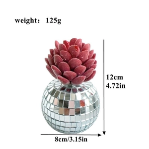 Detail of disco mirror ball planter base with 125g weight and 12cm height dimensions