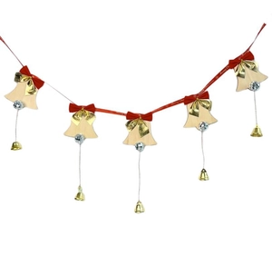 Décoration de Noël suspendue avec cloches, nœuds et ruban Merry Christmas festif