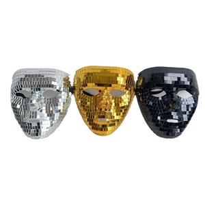 Disco mirror ball masks in silver gold and black finishes for Halloween party costume