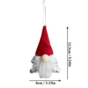 Detail of Christmas gnome pendant with silver sequins and white beard, size 13.3cm by 8cm