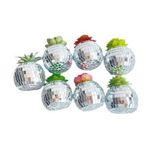 Set of 7 artificial succulents in disco mirror ball pots for home decor