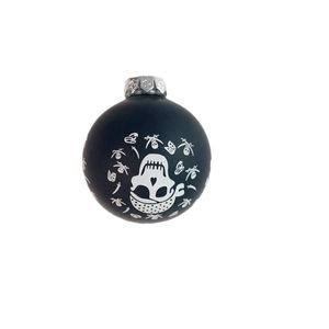 Matte black pirate skull print ornament ball with snowflake silver cap for parties