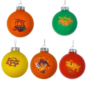 Happy Thanksgiving Hanging Decoration Ball Turkey Pumpkin Maple Leaf Print Festive Ornament For Autumn Harvest Party Home Decor