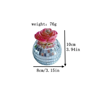 Disco mirror ball plant pot dimensions showing 10cm height and 8cm diameter specs