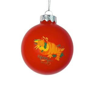 Red Thanksgiving harvest festival hanging ball with pumpkin pattern and Give Thanks text