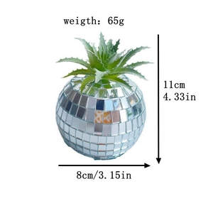 Detailed size specifications for disco ball mirror succulent planter with height and weight