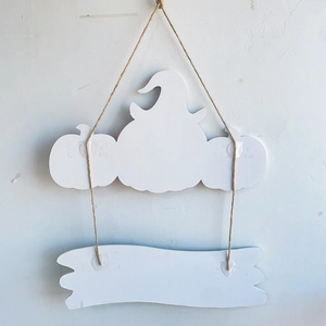 DIY Halloween blank pumpkin hanging sign with rope for creative painting and crafts