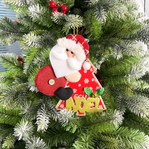 Santa Claus plush hanging ornament with NOEL lettering for Christmas tree decoration