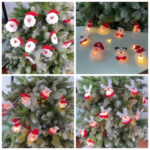 Christmas LED String Lights Santa Claus Snowman Reindeer Plush Doll USB Fairy Lights For Festive Tree Party Decor