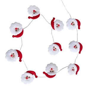 Christmas LED string lights with plush Santa Claus heads for festive tree decoration