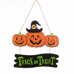 Halloween Pumpkin Smile Face Door Sign Pendant Trick Or Treat Spooky You Wall Hanging Decor For Home Party KT Board Sign