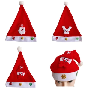 Luminous Christmas hats with Santa, reindeer, and snowman designs for holiday parties
