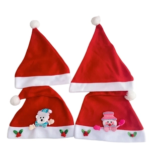 Set of 4 Christmas hats with 3D cartoon bear and snowman designs for holiday parties