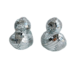 Creative disco mirror duck figurines with reflective glass tiles for home and party decor