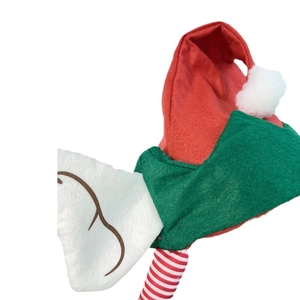 Chapeau de lutin de Noël avec rayures en peluche rouge et verte pour fêtes festives