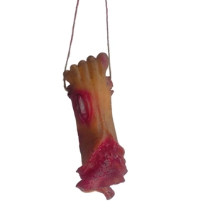 Halloween severed foot prop with realistic blood wounds for haunted house decor