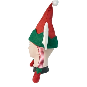 Chapeau de lutin de Noël festif avec couleurs rouge-vert et bras rayés décoratifs
