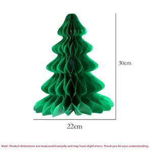 Detailed size chart for a 30cm green honeycomb paper Christmas tree party decoration