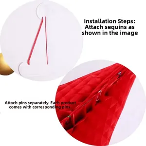 Detail of red honeycomb paper Christmas tree assembly with adhesive and pins