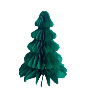 Green honeycomb paper Christmas tree decoration for festive party indoor tabletop styling