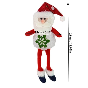 Santa Claus plush pendant with LED belly and size measurements of 13cm by 28cm
