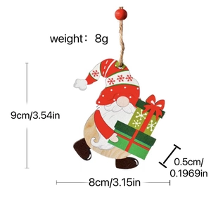 Detailed view of wooden Christmas gnome ornament with dimensions and weight specs
