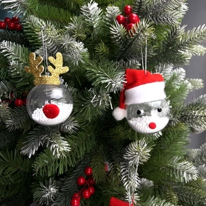 Christmas Transparent Ball Ornament Reindeer Santa Claus Foam Snow Filling Tree Hanging Decoration Festive Party Gift Supplies