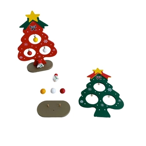 DIY mini wooden Christmas tree tabletop ornaments with colorful miniature figurines