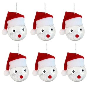 Set of 6 transparent Christmas ball ornaments with miniature Santa hats and snow filling