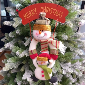 Plüsch-Schneemann-Weihnachtsbaumschmuck mit Eltern-Kind-Figuren und Merry Christmas-Schild
