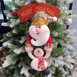 Weihnachtsanhänger mit Weihnachtsmann und Schneemann Motiv am Weihnachtsbaum