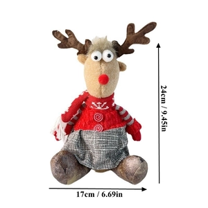 Detailed size specifications for Christmas reindeer plush doll measuring 24cm by 17cm