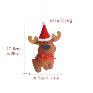 Décoration de sapin de Noël en feutre marron avec détails de taille et de poids