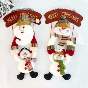 Weihnachten Weihnachtsmann Schneemann Hängedekoration Holz Stoff Merry Christmas Schild Für Fenster Wand Ornament Geschenk