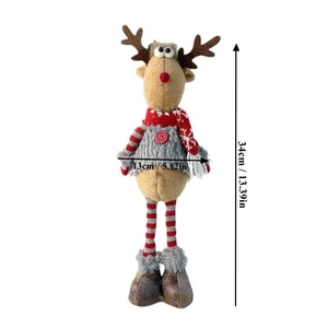 Standing Christmas reindeer plush toy in gray sweater with 34cm height dimensions
