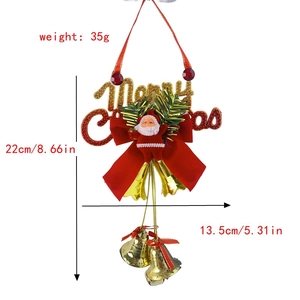 Christmas Santa ornament with golden Merry Christmas sign and red bow 22cm hanging decoration