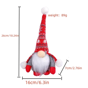 Gnomo di Natale in peluche con cappello a fiocchi di neve rossi e dimensioni
