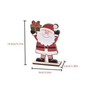 Detailed dimension guide for a wooden Santa Claus tabletop ornament with size markings