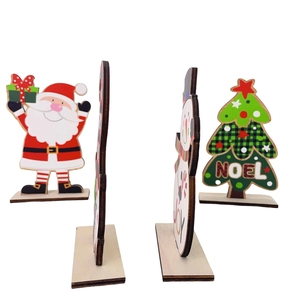 Christmas wooden tabletop ornament set featuring Santa Snowman and NOEL tree decoration