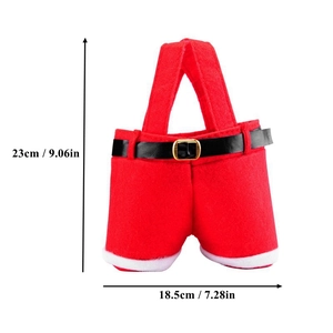 Christmas Santa Pants Shaped Gift Bag Non-Woven Candy Bag Wine Bottle Cover Reindeer Snowman Festive Party Table Decoration Holiday Present Sack
