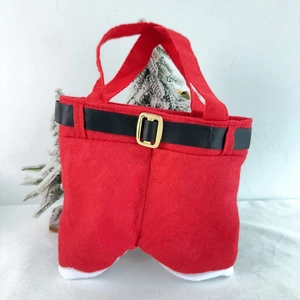 Creative Santa Claus pants shaped Christmas gift bag with black belt and golden buckle